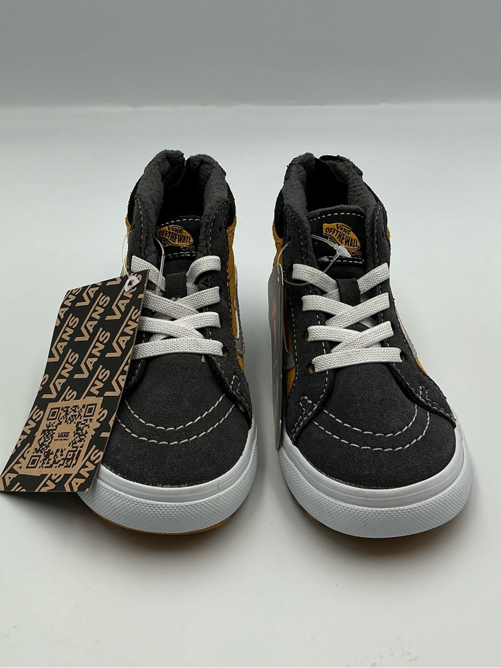 Vans Kids Black and Yellow High-Top Sneakers with White Laces